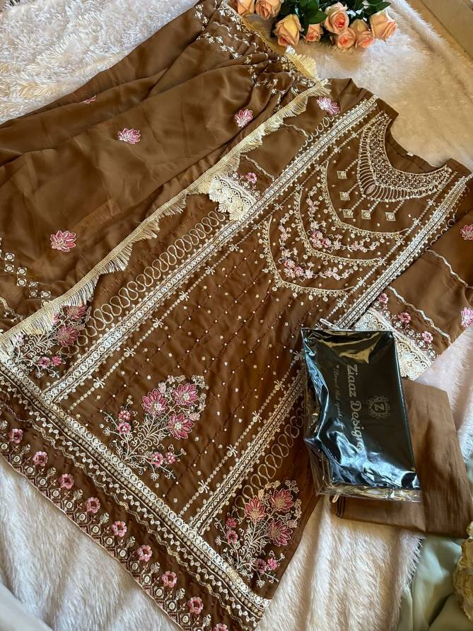 440 Ziaaz Designs Embroidery Georgette Pakistani Suits Wholesale Market In Surat

